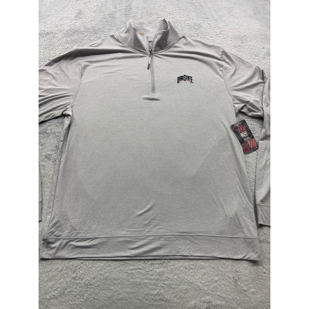 Ohio State Buckeyes Mens Large Quarter Zip Performance Pullover Grey NWT